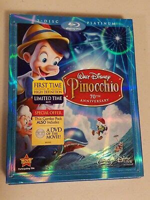 Pinocchio Blu Ray DVD 2009 3 Disc Set 70th Anniversary Platinum