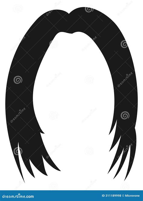 Female Hairstyle Black Long Hair Haircut Icon Vector Illustration