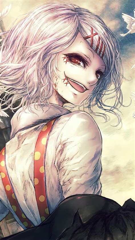 Pink Eyes Dress Anime Tokyo Ghoul Re Teeth Smile Knife Weapon