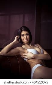 Sexy Brunette Lingerie Evening Stock Photo 484513075 Shutterstock
