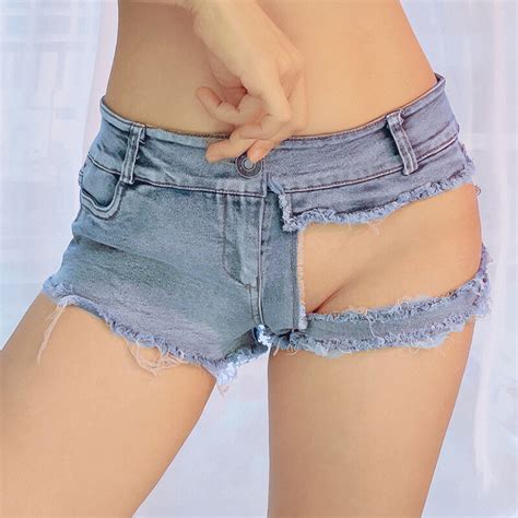 Women Denim Shorts Low Waist Sexy Hot Pants Stretch Mini Jeans Blue