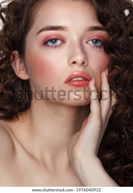 Beautiful Woman Face Curly Hair Nude Stock Photo Shutterstock