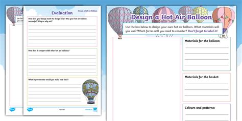Design A Hot Air Balloon Worksheet Teacher Made Twinkl