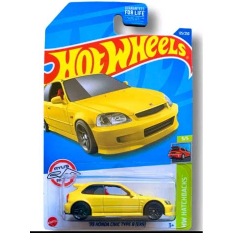 Hot Wheels Honda Civic Ek Kuning Type R Us Card Shopee Malaysia