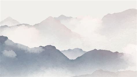 Foggy mountain desktop wallpaper, watercolor | Premium Vector ...