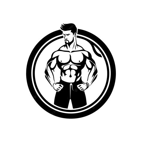 Premium Vector | Gym Fitness logo design black and white handdrawn ...
