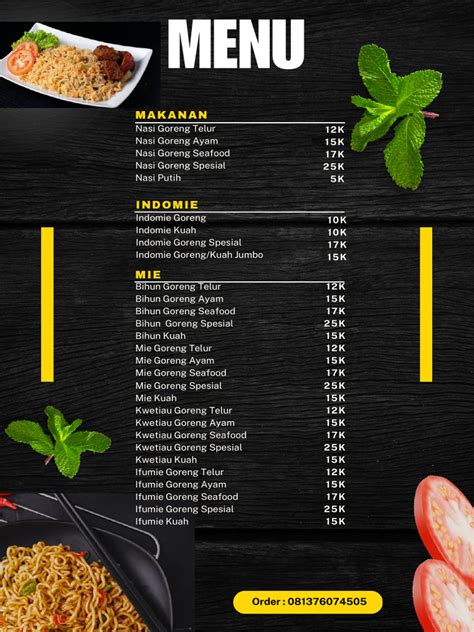 indonesian fried rice  drinks menu