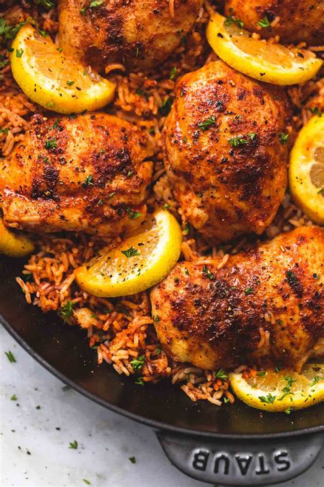 One Pan Spanish Chicken and Rice - Creme De La Crumb