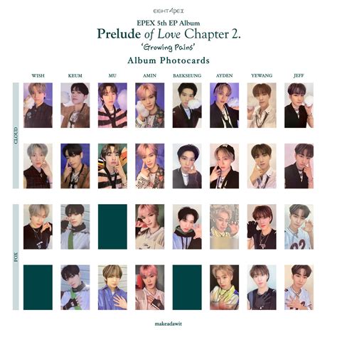 Aj On Twitter Epex Album Photocard Template List Chapter 2 Growing