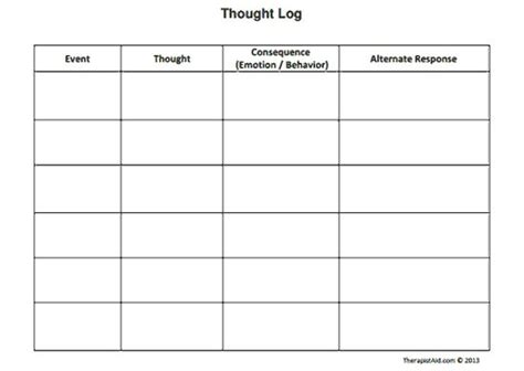 Thought Log Therapist Aid Therapistaidworksheets Net