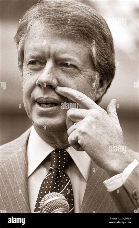 President Jimmy Carter At His Home In Plains Georgia 1977 Stock
