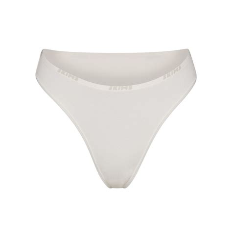 Skims Cotton Logo High Leg Bikini White Editorialist