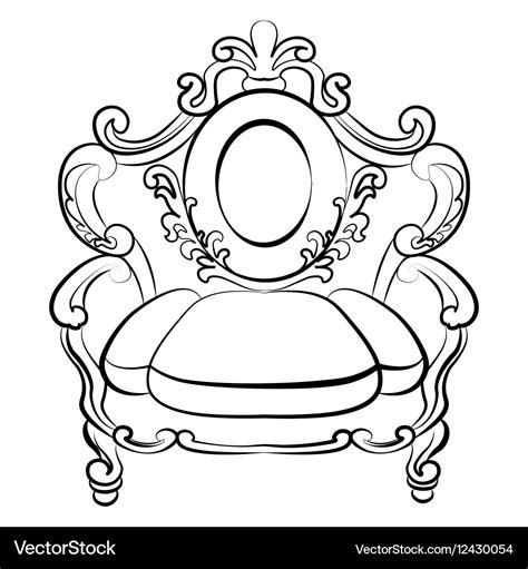 Royal Armchair Set In Baroque Rococo Style Vector Image