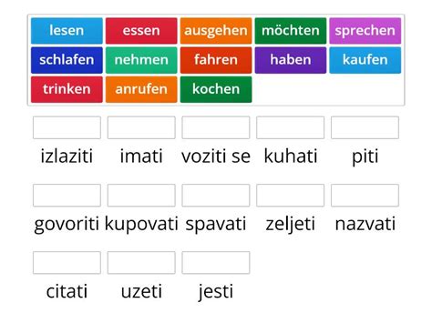 Lektion Verben Auf Kroatisch Match Up