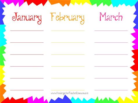 Printable Classroom Calendars