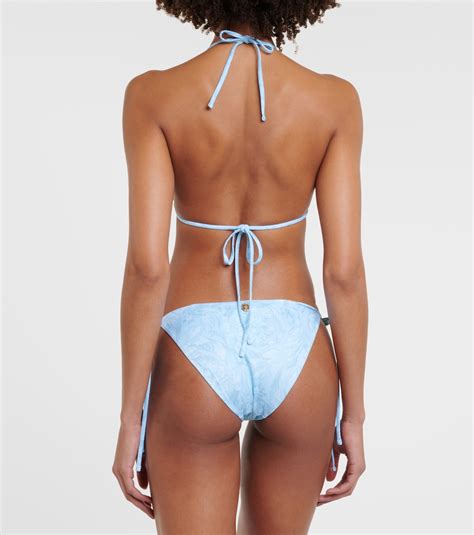 Top De Bikini Triangular Barocco En Azul Versace Mytheresa