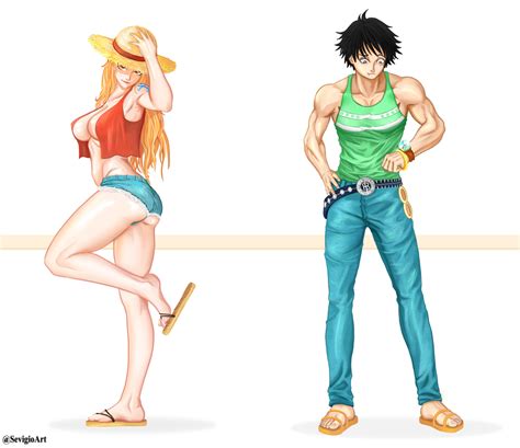 Clothes swap! Art by: https://twitter.com/SevigioArt (me) : r/OnePiece