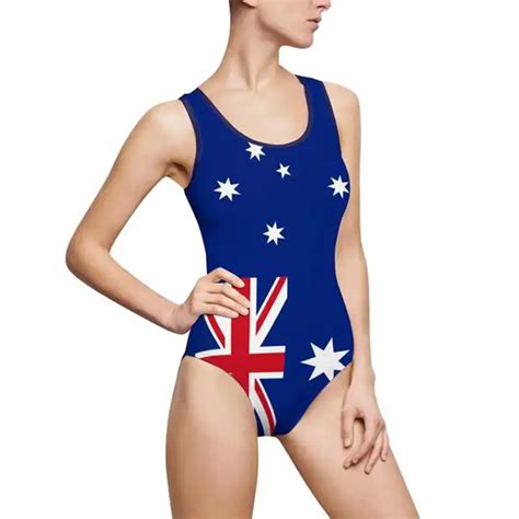 Australia Flag Classic One Piece Swimsuit With Low Back Cut Deep V Sexy Bikini For Bathing