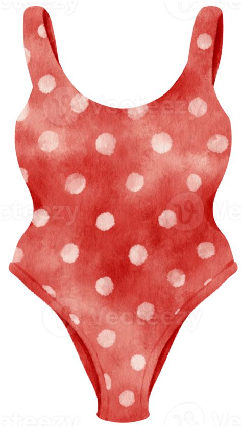 Red Polka Dot Bikini Swimsuits Watercolor Style For Summer Decorative Element 9786775 PNG