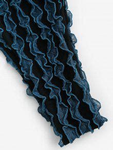 ZAFUL High Cut Frilled Textured Star Shaped Bikini Swimwear In BLUE