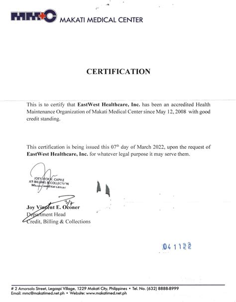 Makati Medical Center Eastwest Healthcare Inc