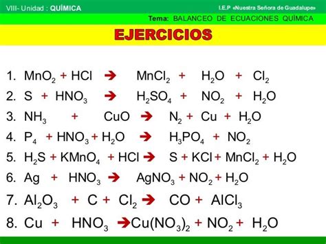 Balanceo De Ecuaciones Químicas I