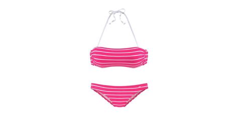 Kangaroos Bandeau Bikini Damen Marken Bandeau Bikini pink weiß C D Cup