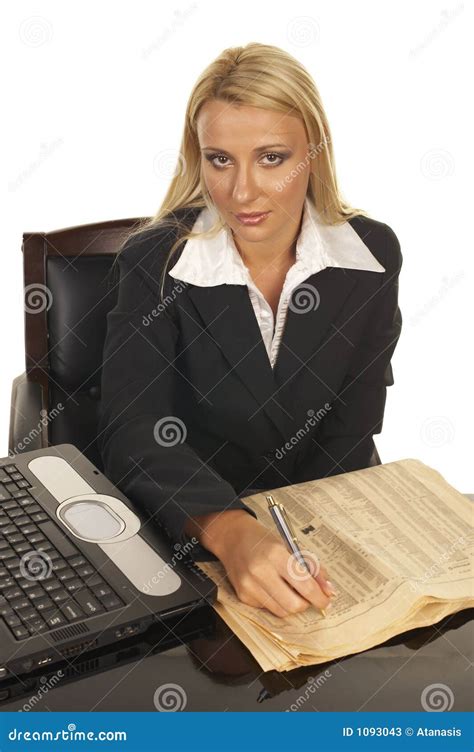 Beautiful Blonde Reading Newspaper Stock Image Image Of Finance Newspaper