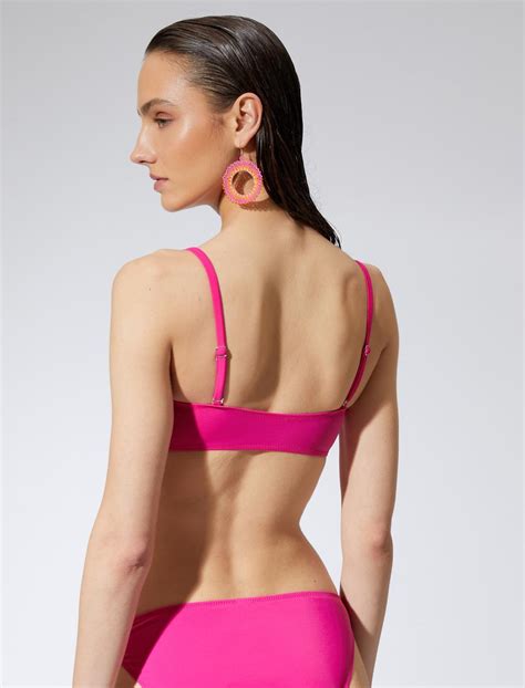 Pembe Kadın Straplez Bikini Üstü İnce Askılı Kaplı 3SAK10142BM Koton