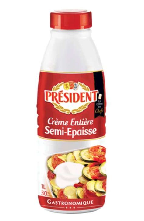 Crème entière semi épaisse 30 mg UHT Président 1 L Frichti market