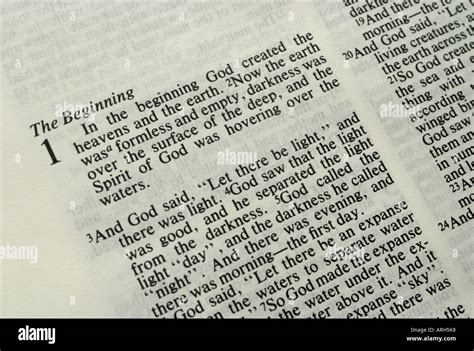 First Page Of The Holy Bible Genesis And The Beginning Stock Photo