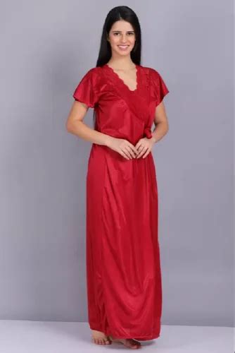 Solid Satin Red Ladies Nighty Half Sleeve At Rs 300 Set In New Delhi Id 2852528071833