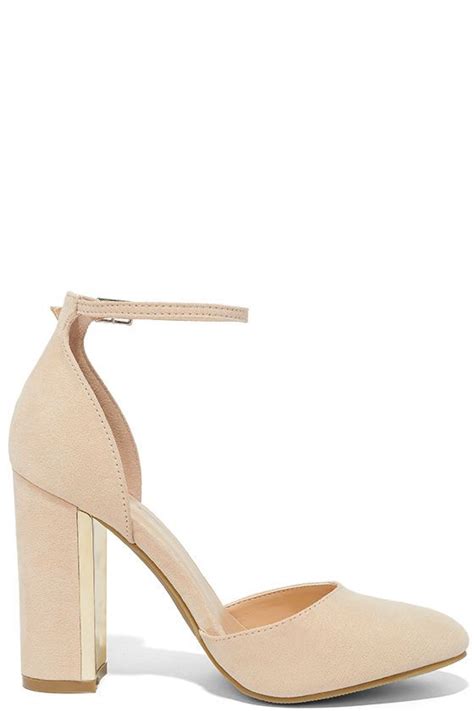 Laura Light Nude Suede Ankle Strap Heels Lady Schuhe High Hells