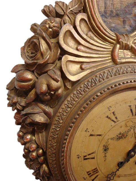 18th Century French Louis XVI Carved Giltwood Wall Clock with Oval ...