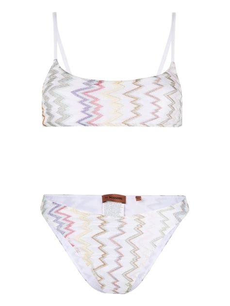 Missoni Zigzag Motif Bikini In Weiss ModeSens
