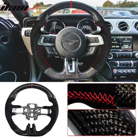 2015 2017 Ford Mustang Carbon Fiber And Alcantara Red Ring Steering Wheel