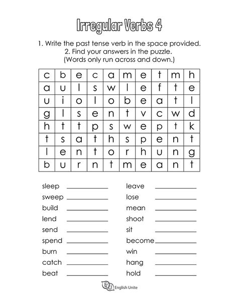 Verb Word Search Brainpop Educators