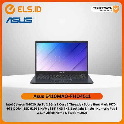 Jual Laptop Asus E410mao Fhd4511 Intel Celeron N4020 4gb Ddr4 Ssd