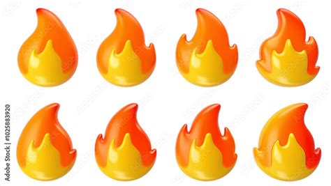 Grid Layout Of Eight Identical Flame Emojis Two Rows Of Four Against