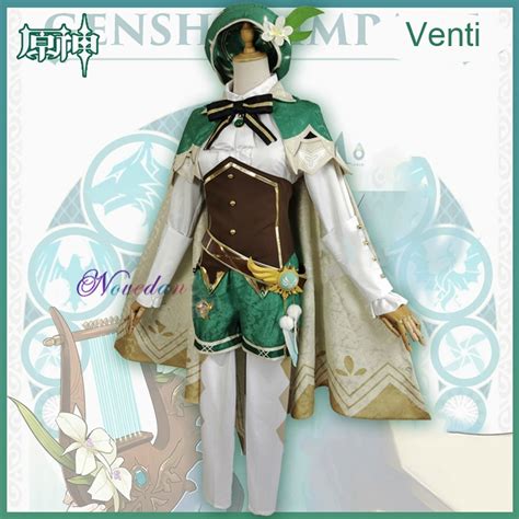 Anime Game Genshin Impact Cosplay Venti Costume Party Dress With Wig