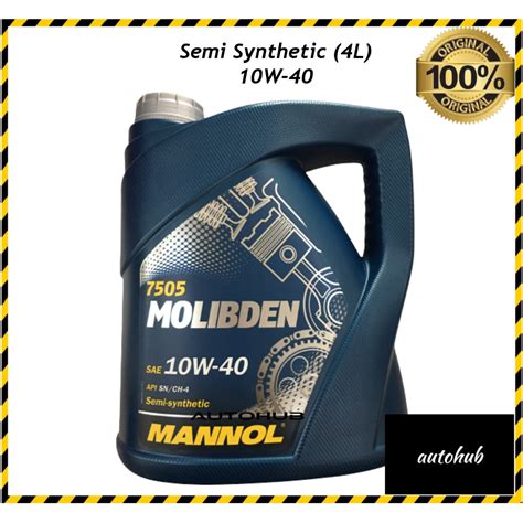 (ORIGINAL) MANNOL MOLIBDEN Semi Synthetic Engine Oil 10W40 4L 7505 with ...