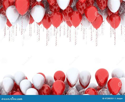 Globos Rojos Y Blancos En Aire Stock de ilustración Ilustración de