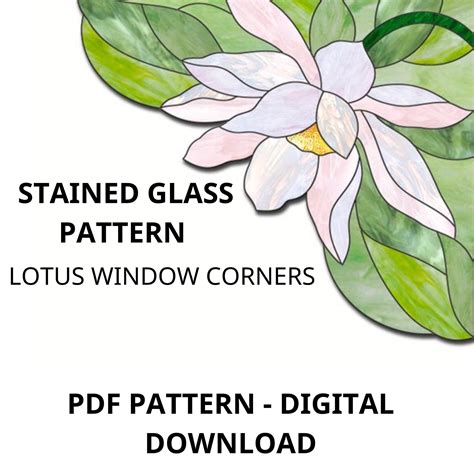 Stained Glass Lotus Pattern Stain Glass Window Corner Pattern Etsy