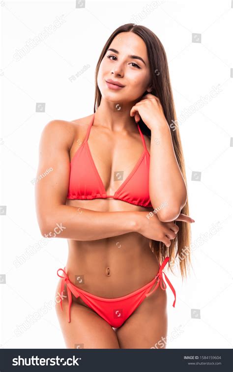 Sexy Beautiful Brunette Woman Swimsuit On Stock Photo Shutterstock