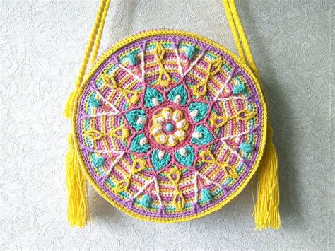 Crochet Handbag Mandala Crochet Handbag Mandala Round Etsy