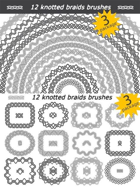 12 Knotted Braids Brushes Package 3 Knot Braid Brush Photoshop Brushes