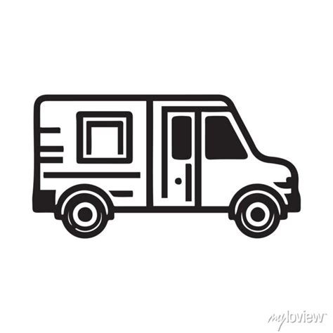 Fast Shipping Delivery Truck Flat Icon Vector Black Outline Design