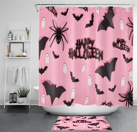 Spooky Pink Spiderweb Halloween Shower Curtain