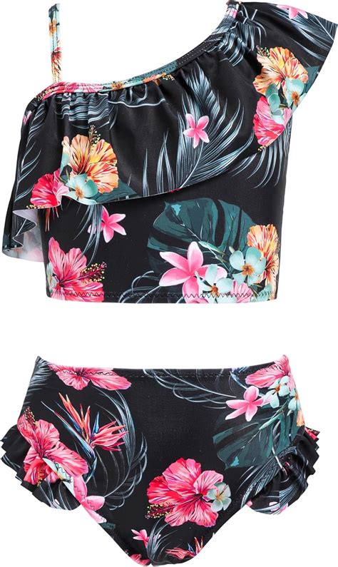 Amazon Arshiner Girls Swimsuit Ruffles Flounce Printed Two Pieces Bikini Set Swimwear