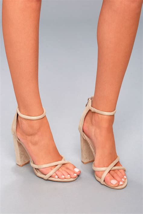 Chic Nude Heels Vegan Suede Heels Ankle Strap Heels Lulus